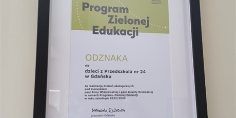 Powiększ grafikę: Odznaka dla Przedszkola nr 24